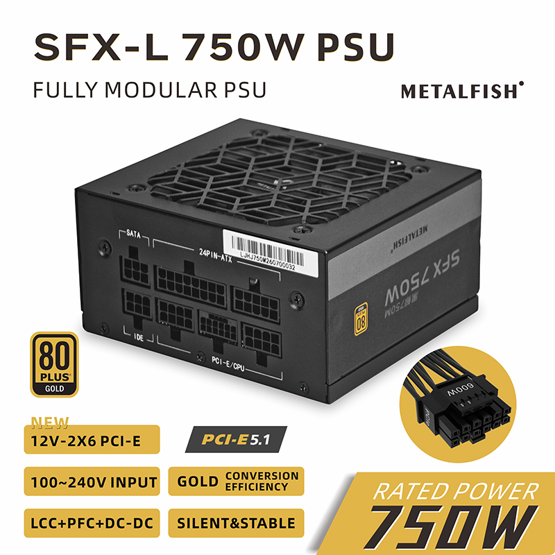Sfx Power Supply 750W Gold - Alimentatore METALFISH SFX 750W 80PLUS Gold